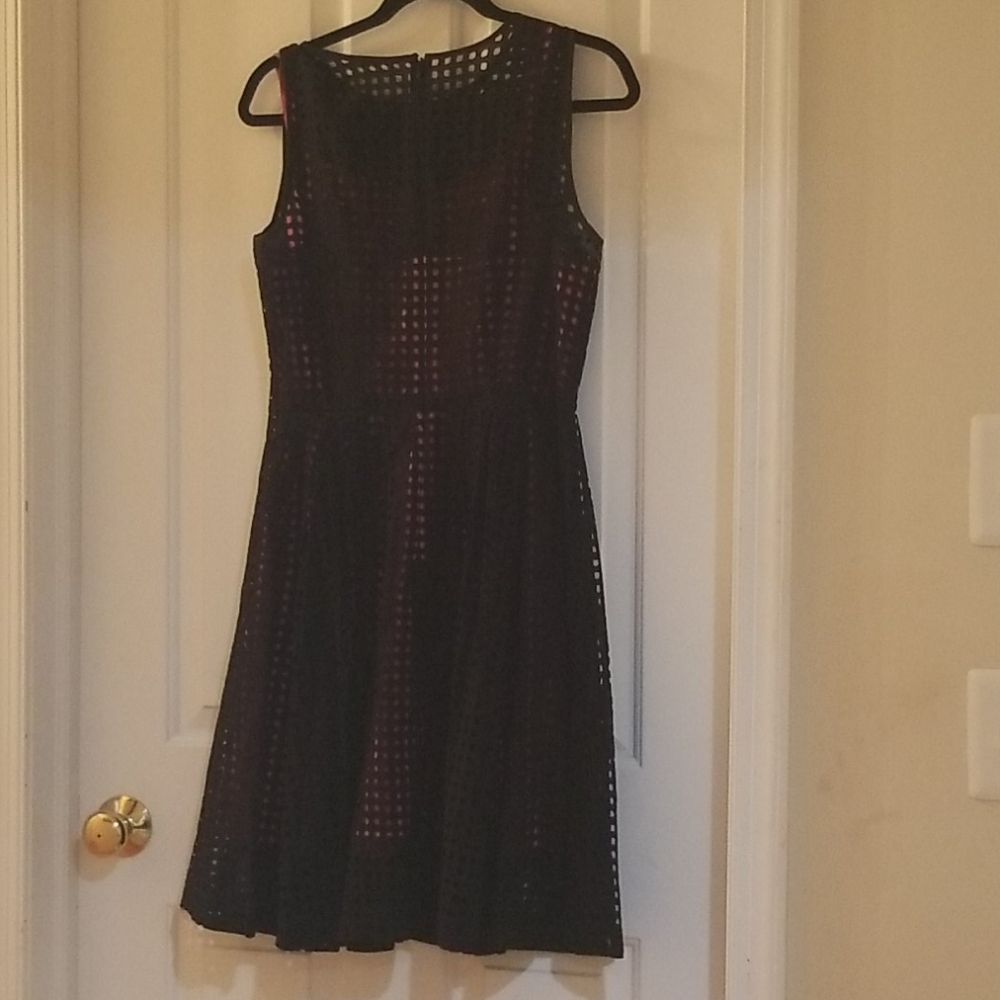 Halogen black fit and flare dress fuschia lining 6 - Picture 6 of 9